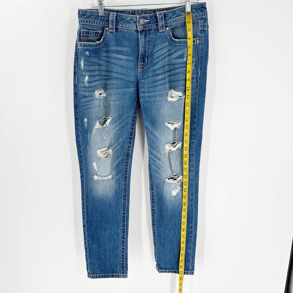 Miss Me Boyfriend Medium Wash Distressed Ankle Denim Jeans Women's Size 27 - Picture 12 of 15